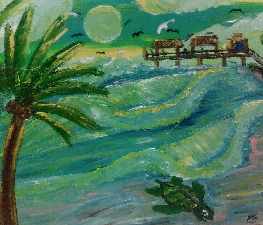 Turtle Beach Number Two Painting by Andrew Blitman