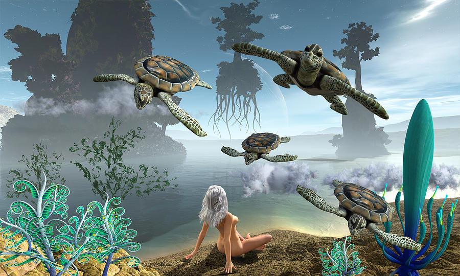 Turtle Beach Digital Art by Richard Hopkinson