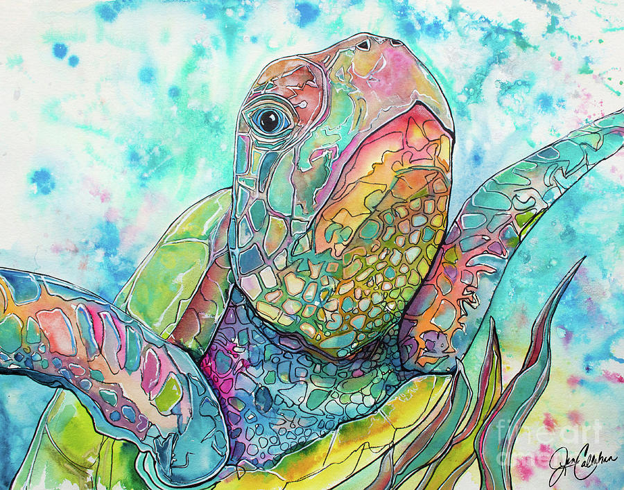 Turtle Closeup by Jen Callahan Painting by Jennifer Callahan - Fine Art ...