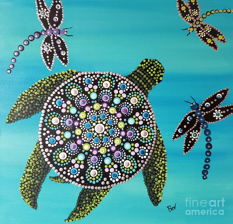 Turtle Dot Art by Beverly Livingstone
