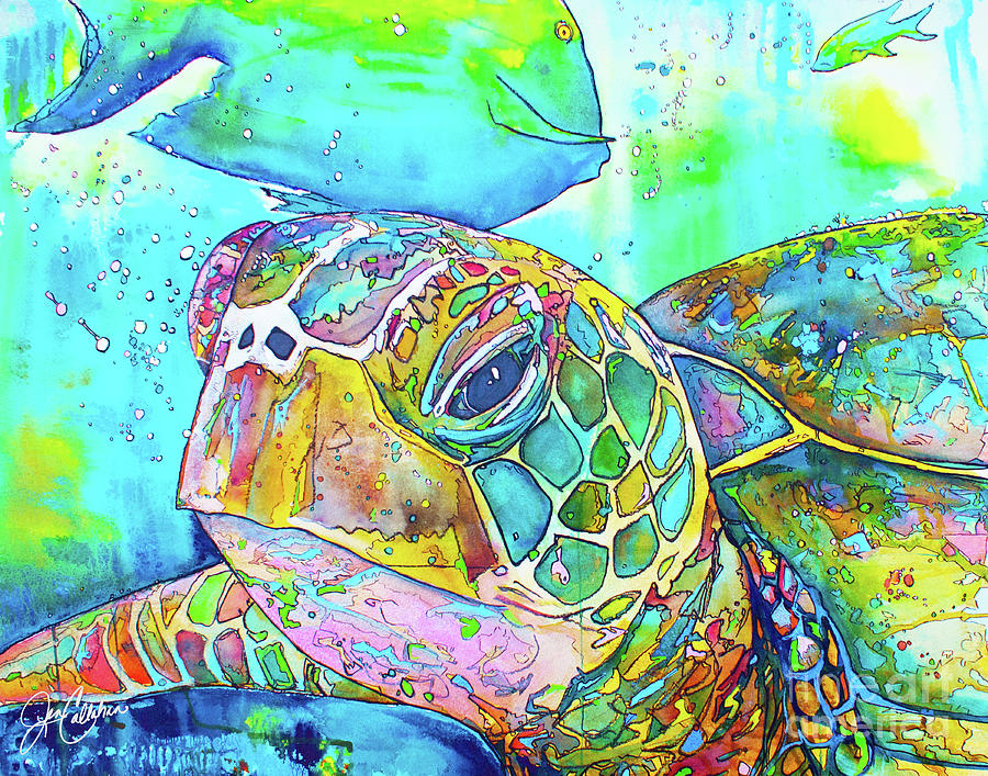 Turtle Face by Jen Callahan Painting by Jen Callahan - Fine Art America