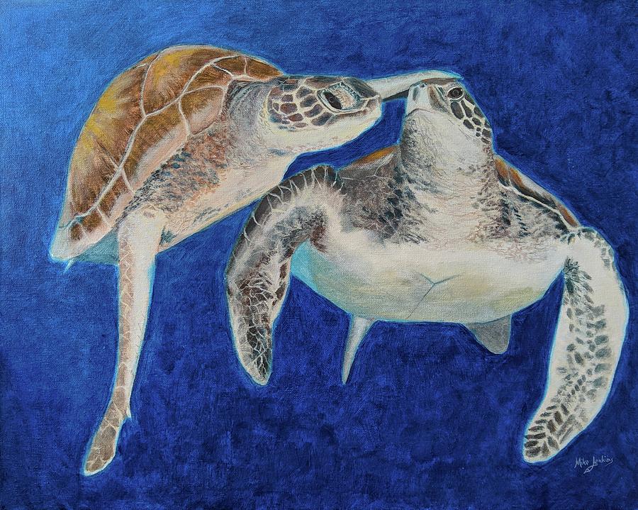 Turtle Honeymoon Painting by Mike Jenkins