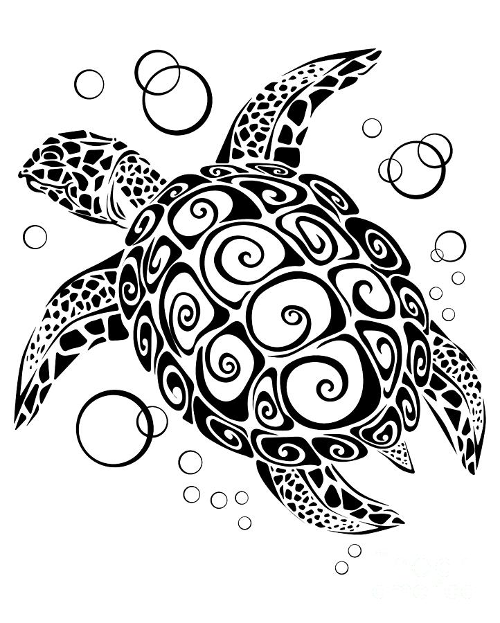 Turtle Drawing - Turtle Hoodie, Save the Turtles, Sea Turtle Shirt, Love Turtle Shirt, Skip a Straw Save a Turtle by Mounir Khalfouf