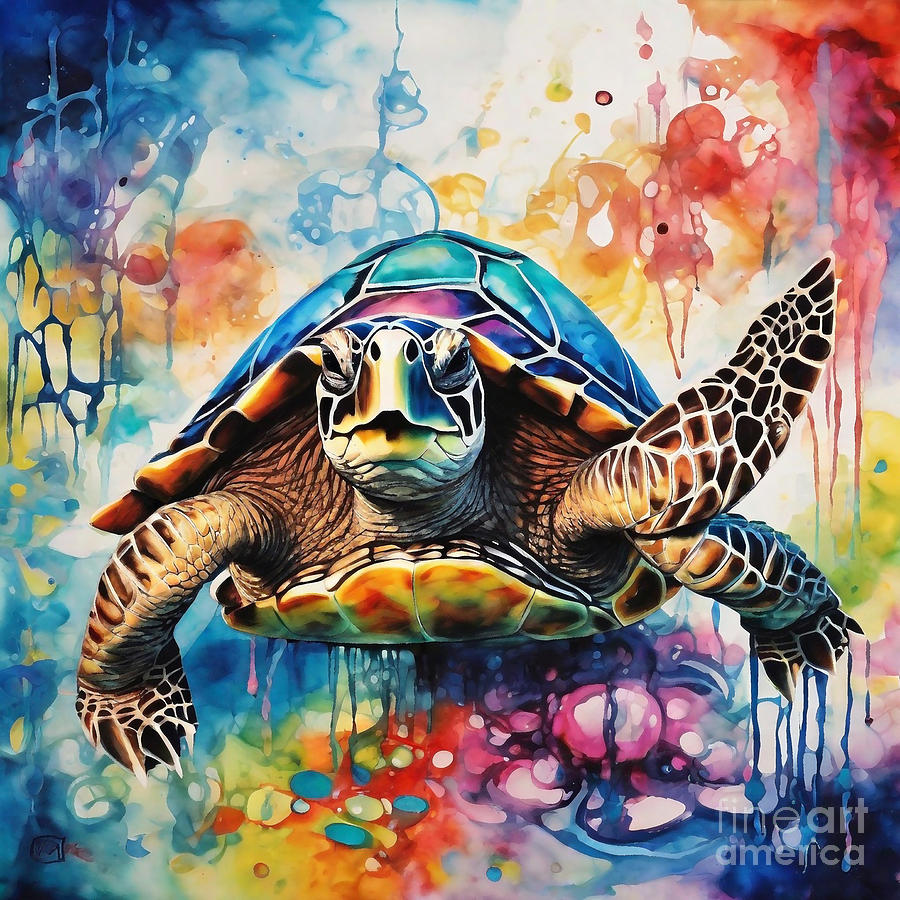 Turtle in a Psychedelic Wonderland Drawing by Adrien Efren - Fine Art ...