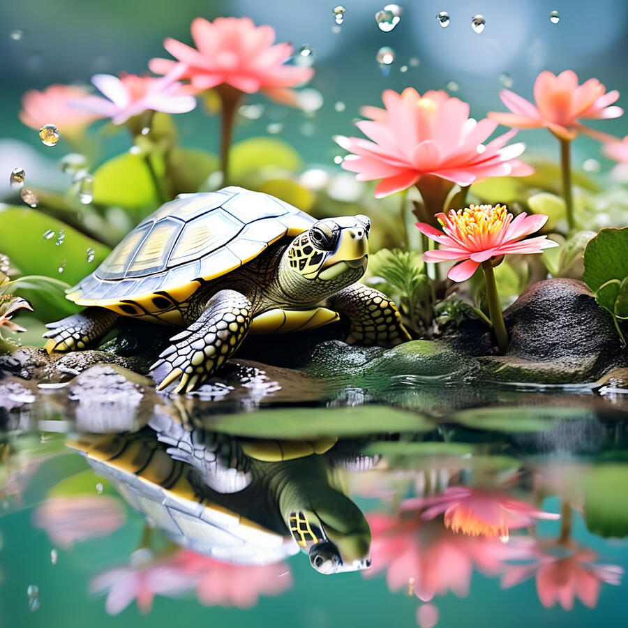 Turtle Digital Art - Turtle in the Pond by John Palliser