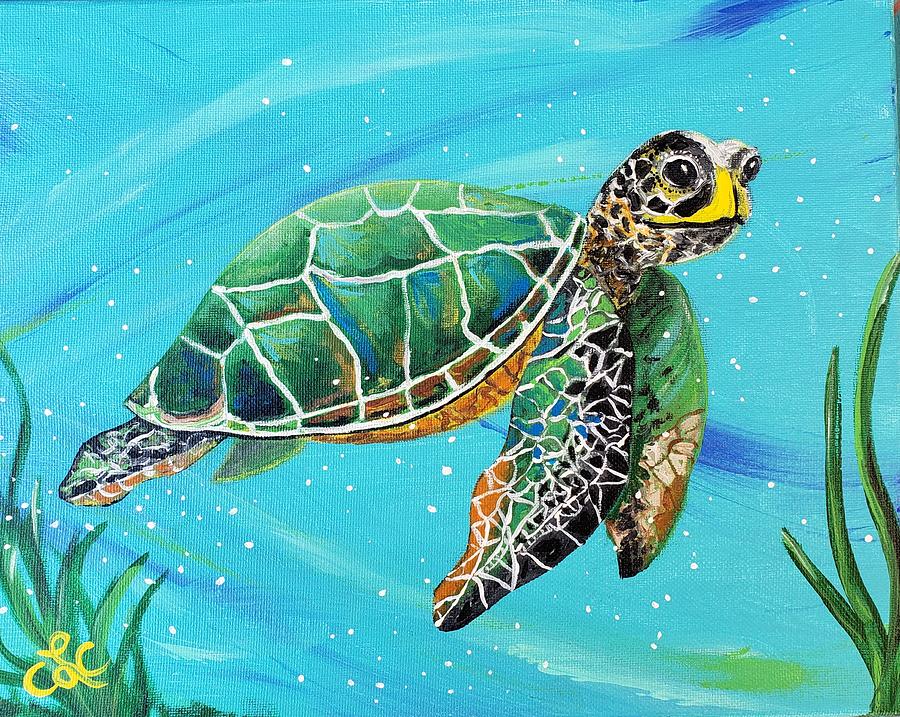 Turtle love Painting by Christine Commeau - Fine Art America