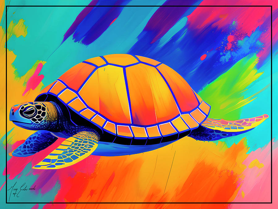 Turtle Oil Painting Style Print Digital Art By Greg Edwards - Fine Art 