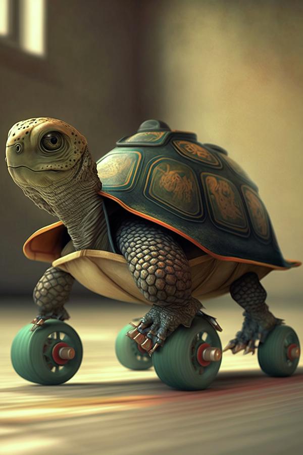 Turtle On Rollerskates Mixed Media by Alfie Carter - Fine Art America