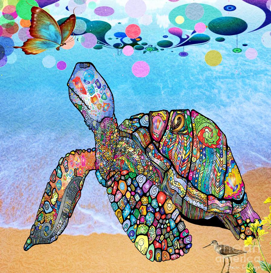 Turtle Play Digital Art by Gena Livings