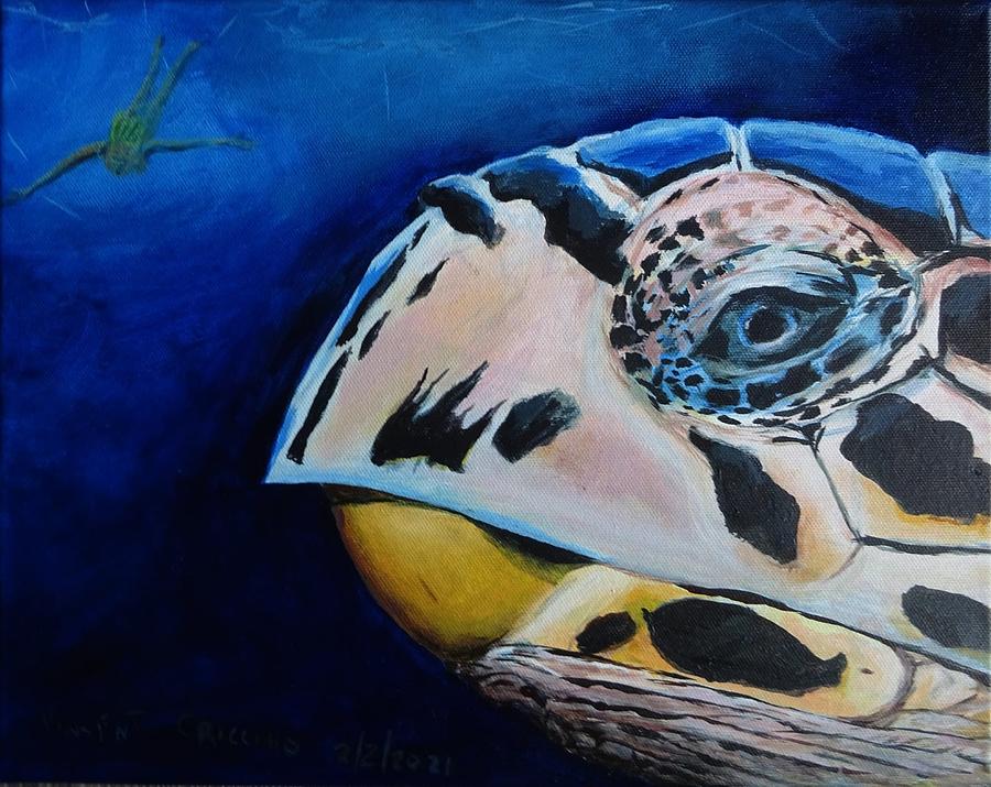 Turtle Portrait Painting by Vincent Cricchio