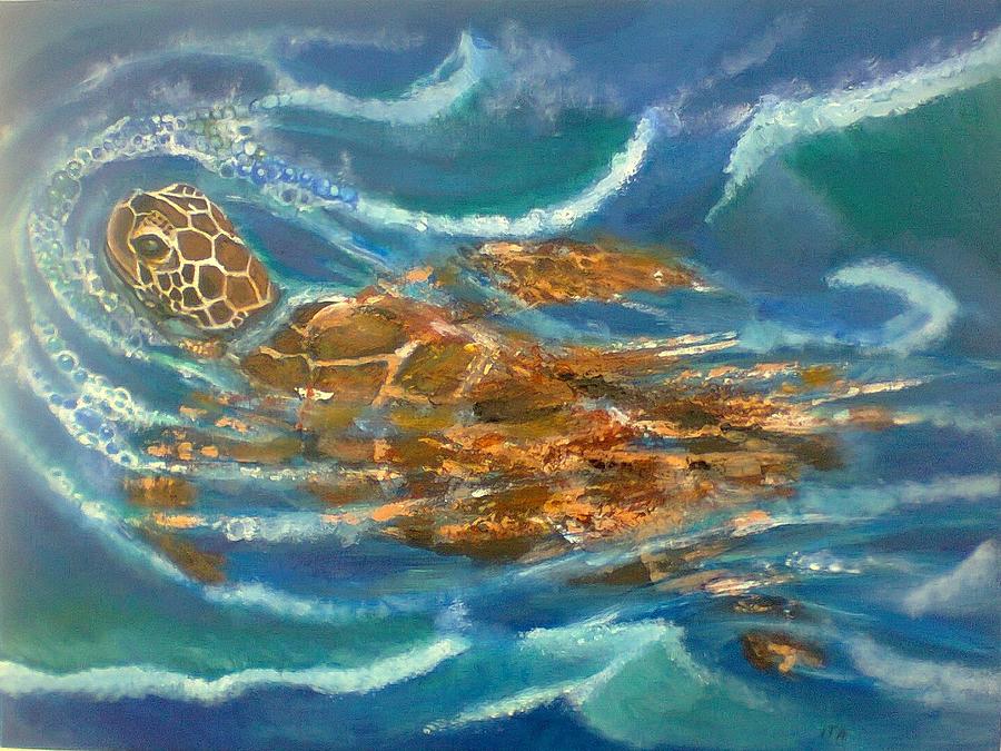 Turtle swirl Painting by Peter Chester aka Ras Ita | Pixels