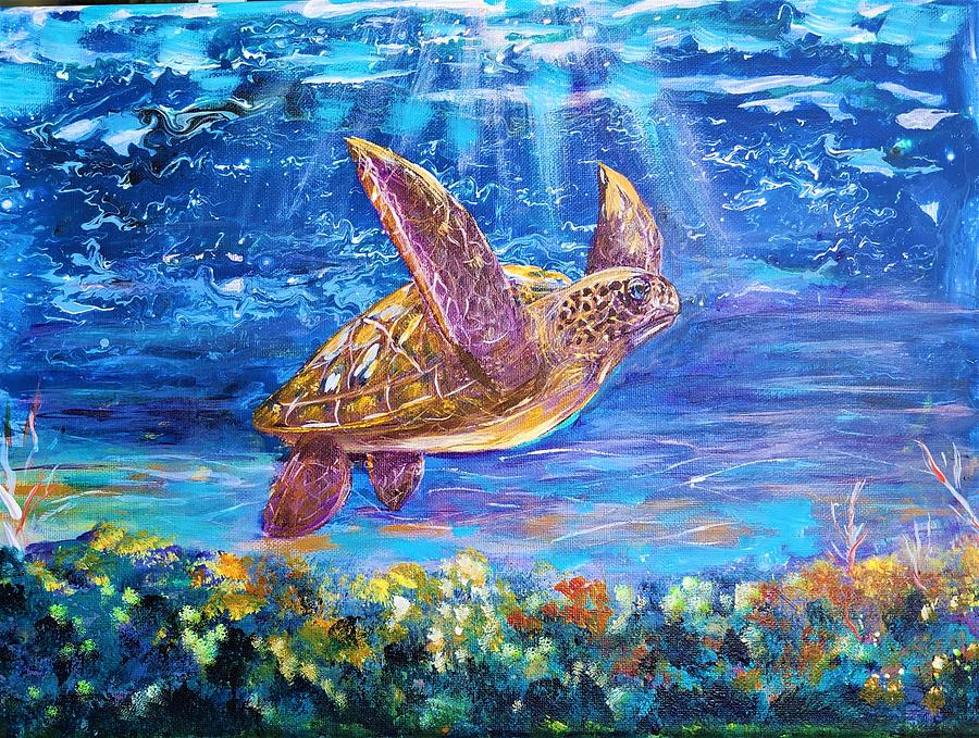 Turtle Walk Painting by Linda Cabrera