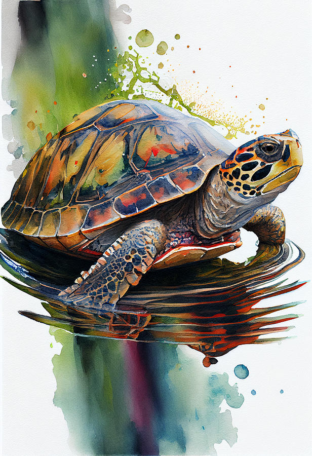 turtle    watercolor  white  background  cc  f  f  bfb  a by Asar Studios Digital Art