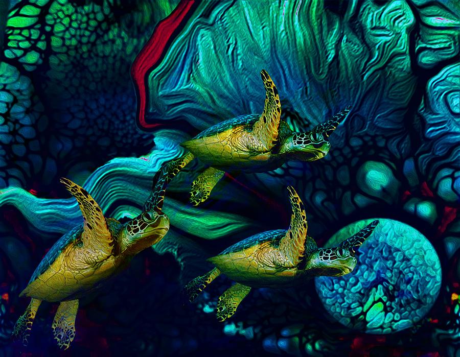 Turtles en Saison 7 Digital Art by Aldane Wynter