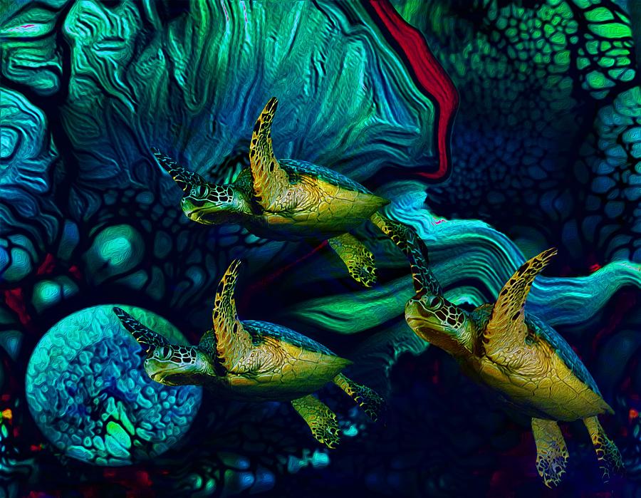 Turtles in Saison 8 Digital Art by Aldane Wynter