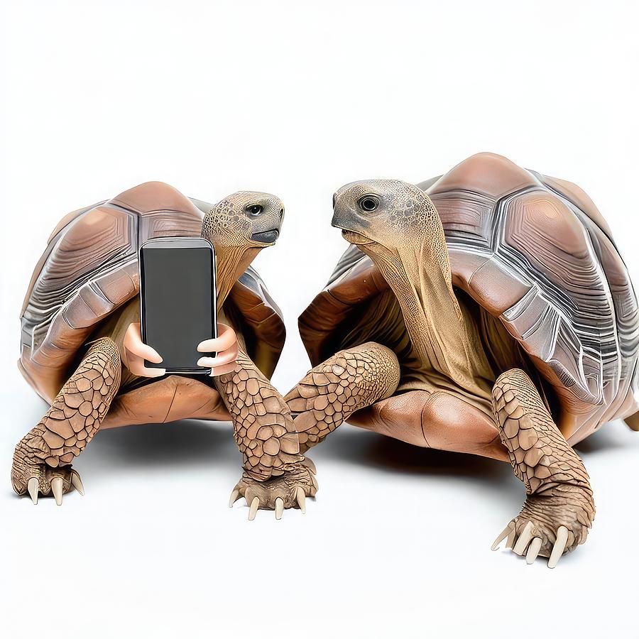 Turtles on a Smartphone Digital Art by David Manlove