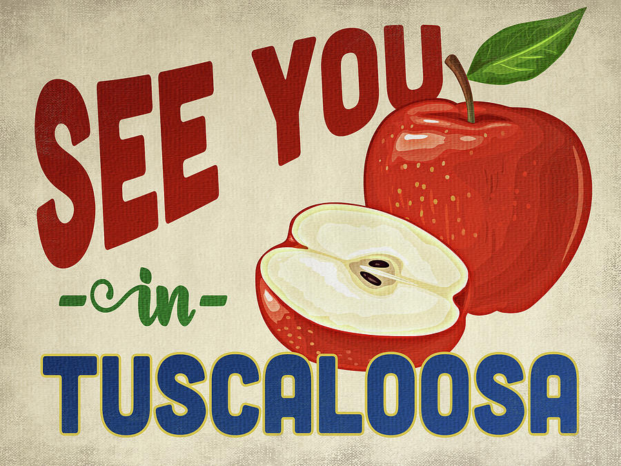 Tuscaloosa Alabama Apple - Vintage Digital Art by Flo Karp