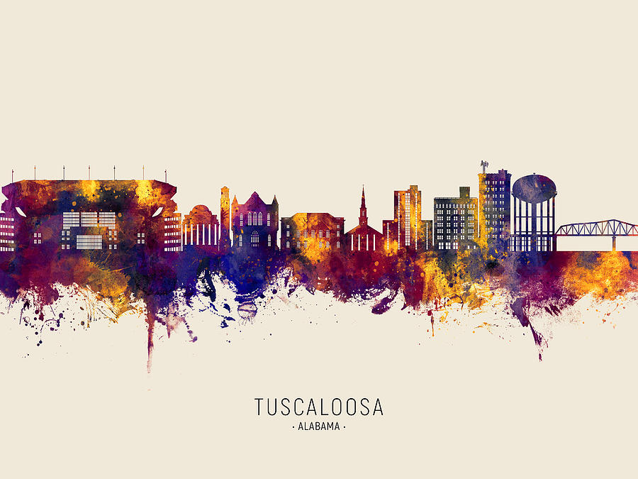 Tuscaloosa Alabama Skyline #65 Digital Art by Michael Tompsett