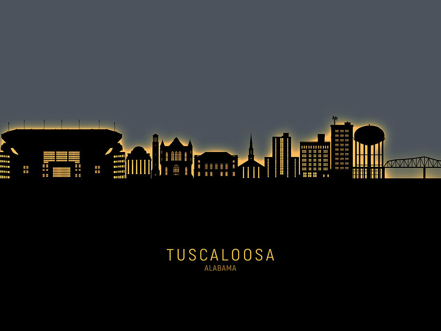 Tuscaloosa Alabama Skyline #73 Digital Art by Michael Tompsett