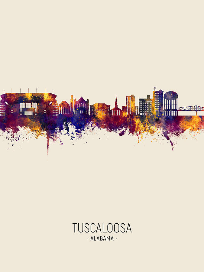 Tuscaloosa Alabama Skyline #83 Digital Art by Michael Tompsett