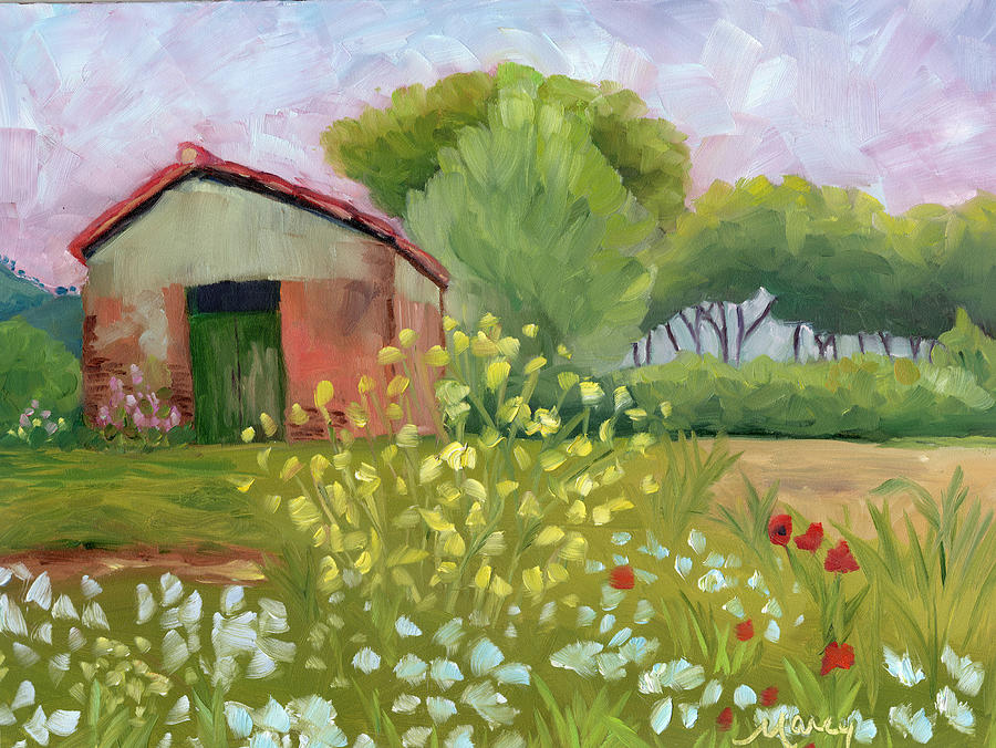 Tuscan Countryside Painting by Marcy Brennan