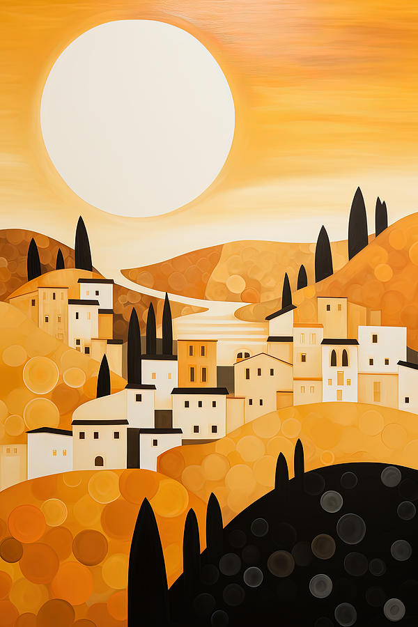 Tuscan Cypress Art Painting by Lourry Legarde