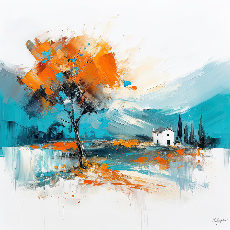 Tuscan Oasis - Modern Tuscan Art Painting by Lourry Legarde