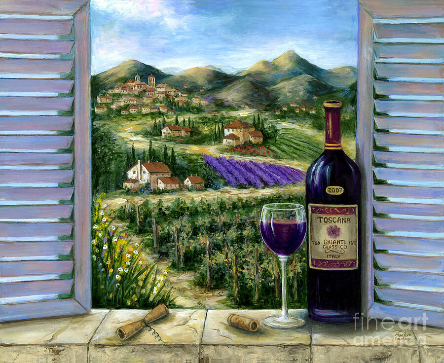 Tuscan Red and Vineyards Painting by Marilyn Dunlap