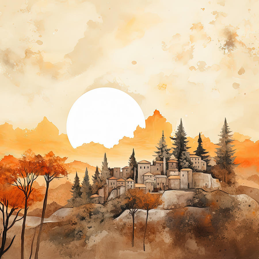 Tuscan Sunrise Art Painting by Lourry Legarde