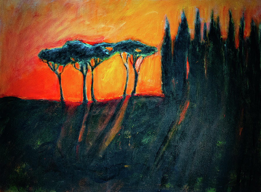 Tuscan Sunset Painting by Morri Sims