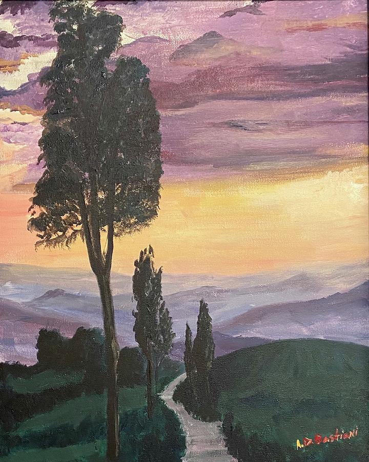 Sunset Painting - Tuscan Twilight by Adam Bastiani