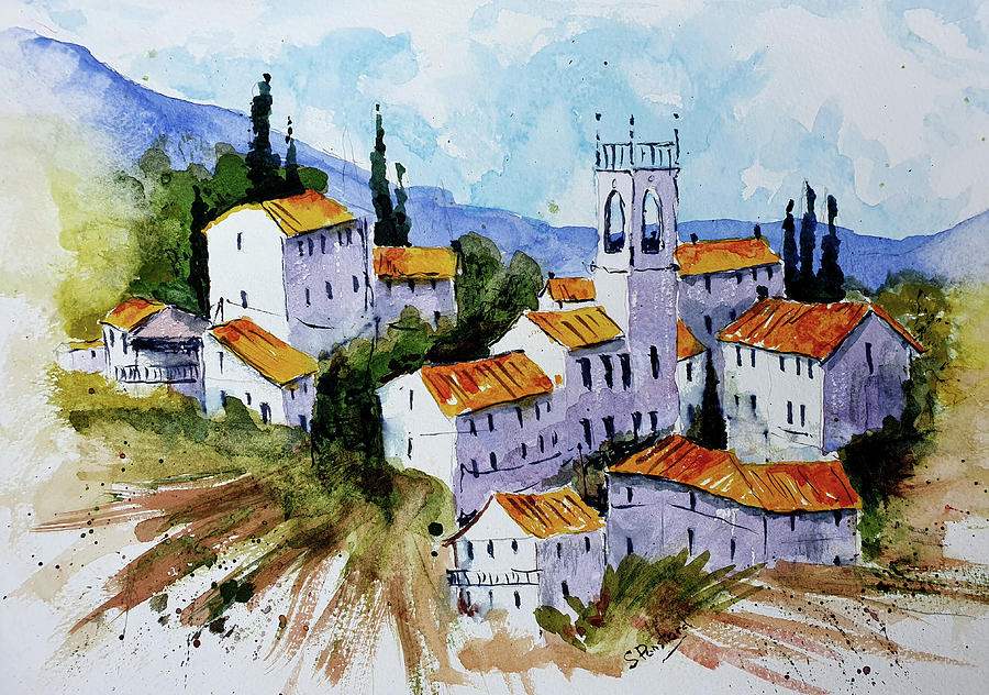Holiday Painting - Tuscan village by Steven Ponsford