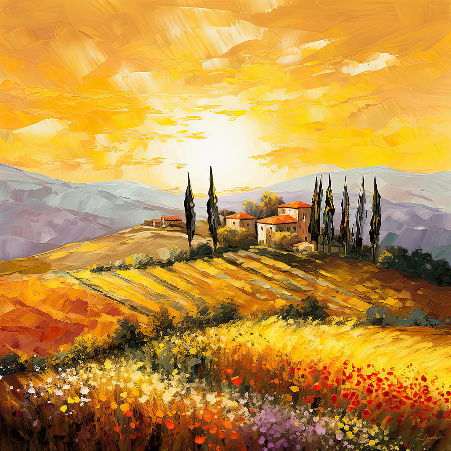 Tuscan Villages At Sunset Impressionist Paintings Photograph