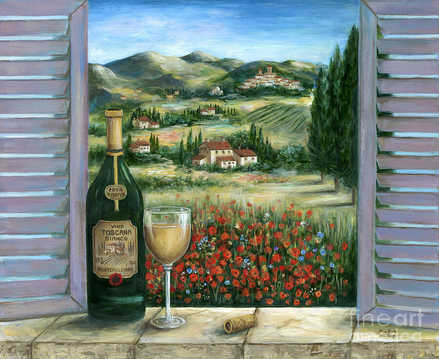 Tuscan White and Poppies Painting by Marilyn Dunlap
