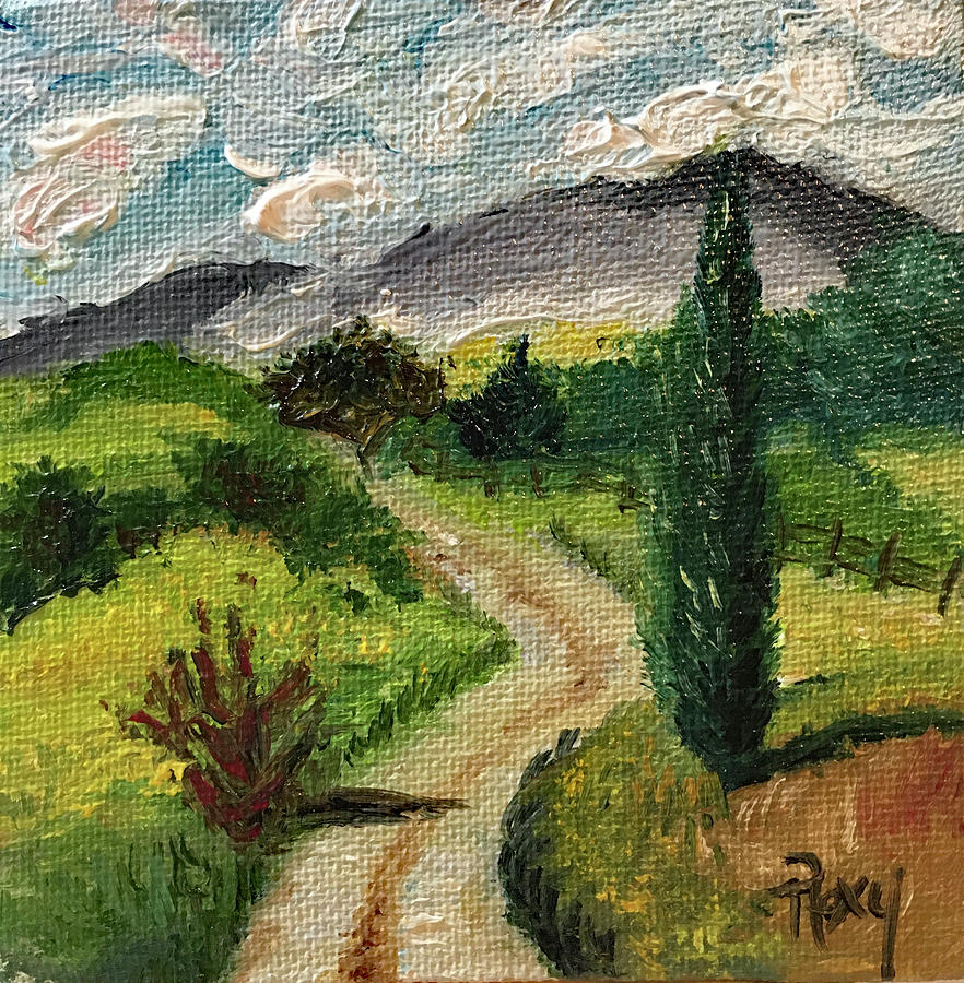Tuscan Winding Road Painting by Roxy Rich