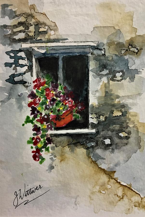 Tuscan Window Painting by Julie Wittwer