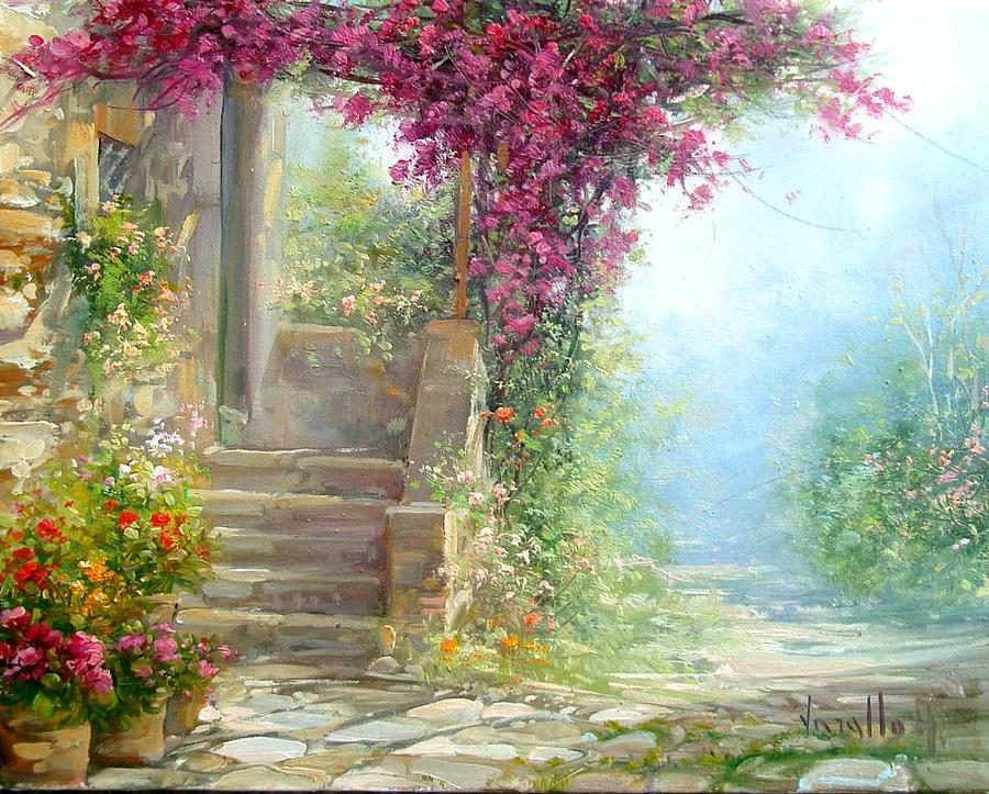 Tuscany courtyard - Italian painting Antonietta Varallo Painting by ...