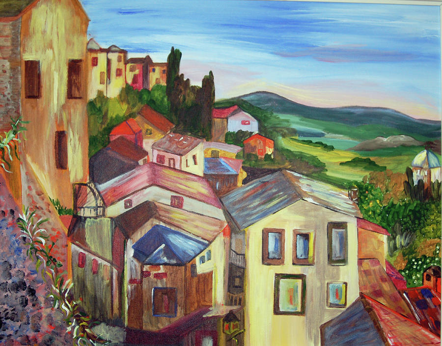 Village in Tuscany Painting by Genevieve Holland