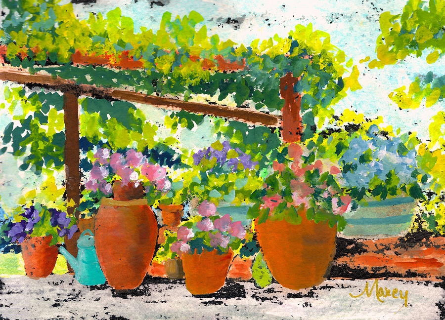 Tuscany in Bloom Painting by Marcy Brennan