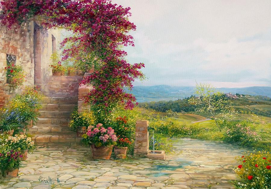 Tuscany landscape .Italian painting Antonietta Varallo by Antonietta Varallo