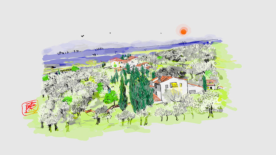 Tuscany olive grove Digital Art by Debbi Saccomanno Chan