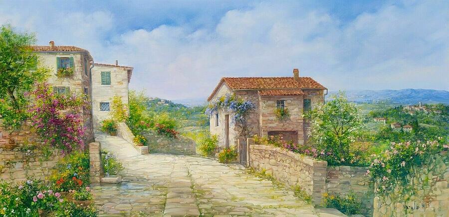 Tuscany painting landscape - Contrada Toscana 2022 Painting by ...