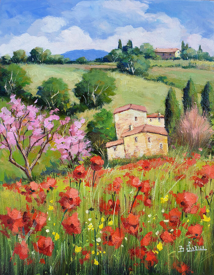 Tuscany painting - Spring landcsape Painting by Bruno Chirici - Fine ...