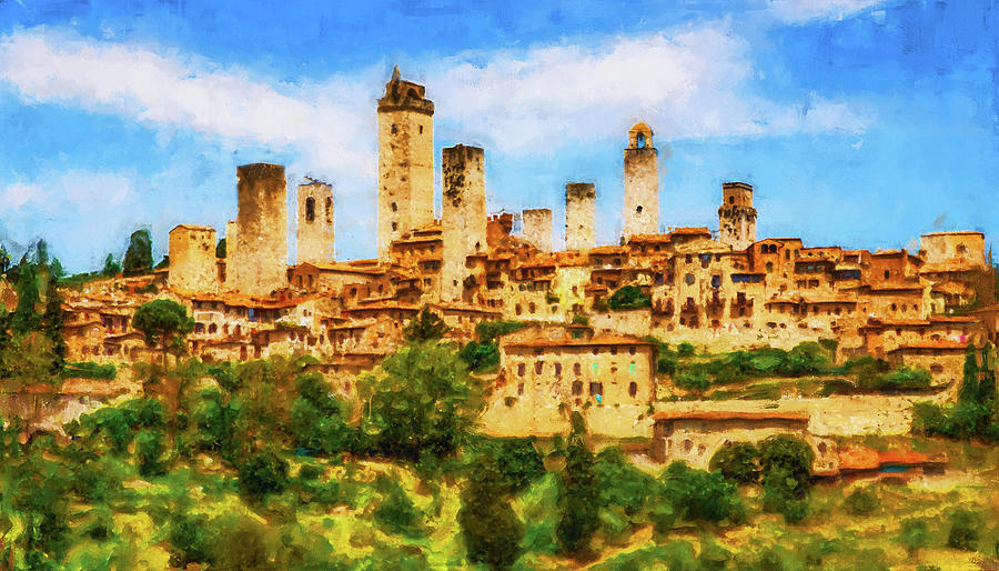 Tuscany, San Gimignano - 01 Painting by AM FineArtPrints
