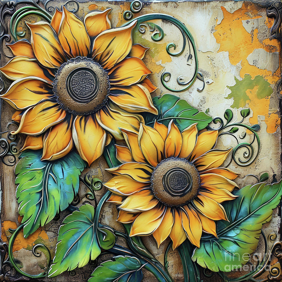 Tuscany Sunflowers Painting by Tina LeCour