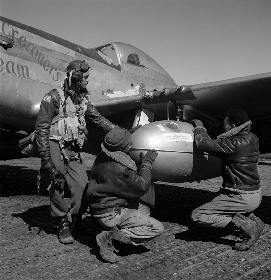 Tuskegee Airmen Working On Plane - WW2 Italy - 1945 Photograph by War Is Hell Store
