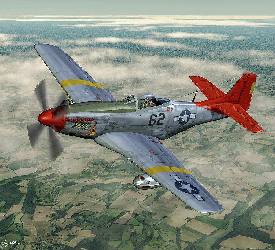 Tuskegee P-51D Mustang - Art Digital Art by Tommy Anderson