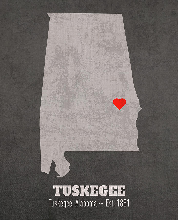 Tuskegee University Tuskegee Alabama Founded Date Heart Map Mixed Media   Tuskegee University Tuskegee Alabama Founded Date Heart Map Design Turnpike 