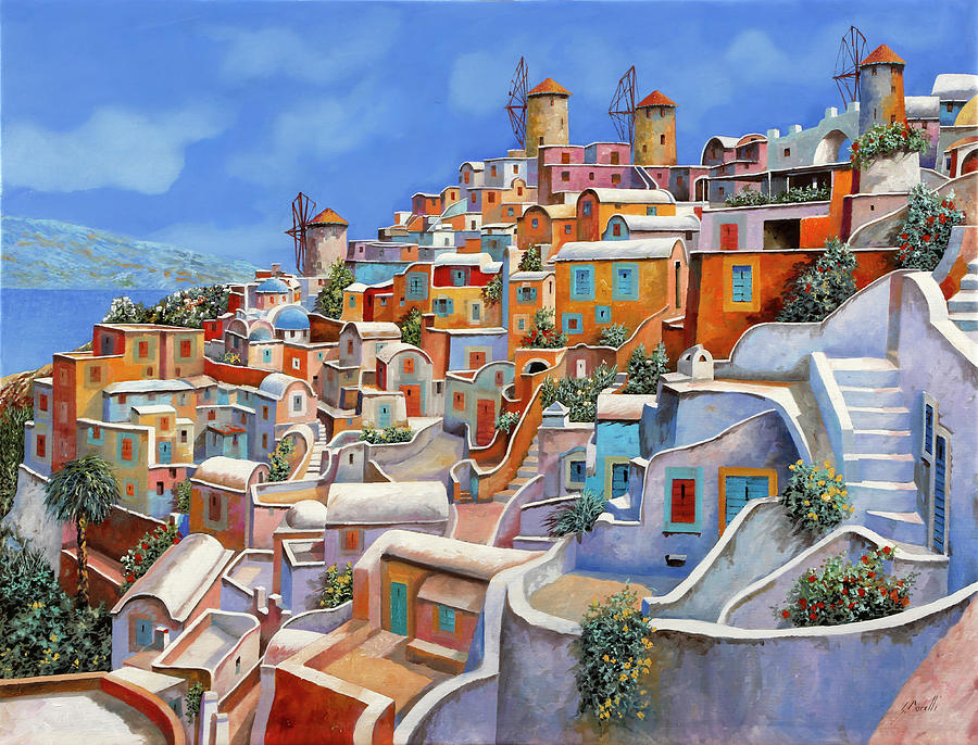 Greece Painting - Tutti I Colori Di Santorini   by Guido Borelli