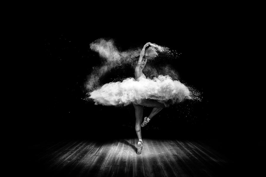 Tutu from powder. Beautiful ballet dancer, dancing with powder on stage Photograph by 101cats